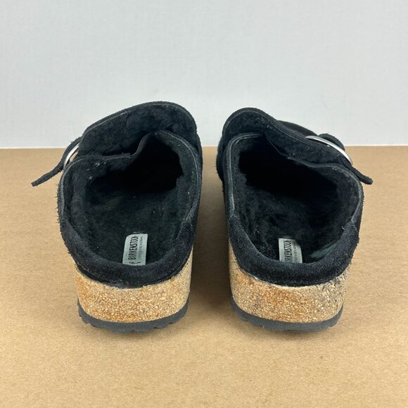Birkenstock Buckley Suede Shearling Lined Mule Clogs Womens 10 Black Slip On - Picture 4 of 11